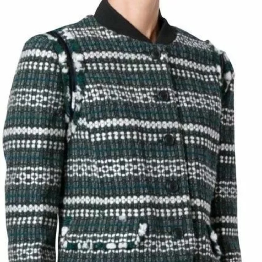Tory Burch Horsebit Tweed and Sequin Bomber Blazer